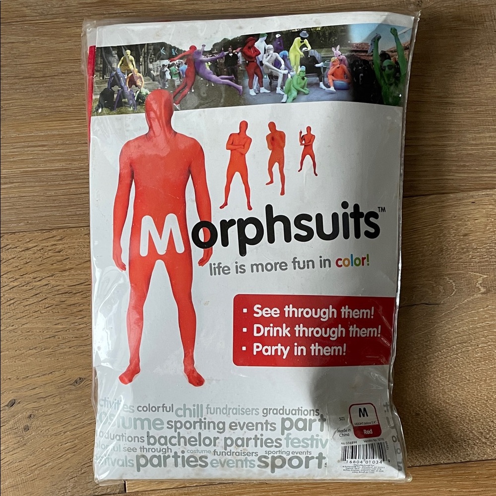 Red Morphsuit Party Costume Size Medium Halloween